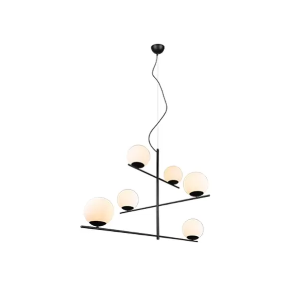 image of Pure Modern 6 Light Multi Arm Pendant Ceiling Light Black Matt