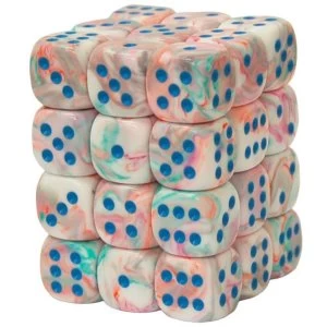 image of Chessex 12mm Dice Block: Festive Pop-Art/Blue (36)