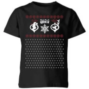 Image of The Grinch Pattern Kids Christmas T-Shirt - Black - 11-12 Years