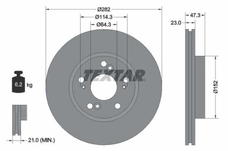 Image of Brake disc TEXTAR 92128400