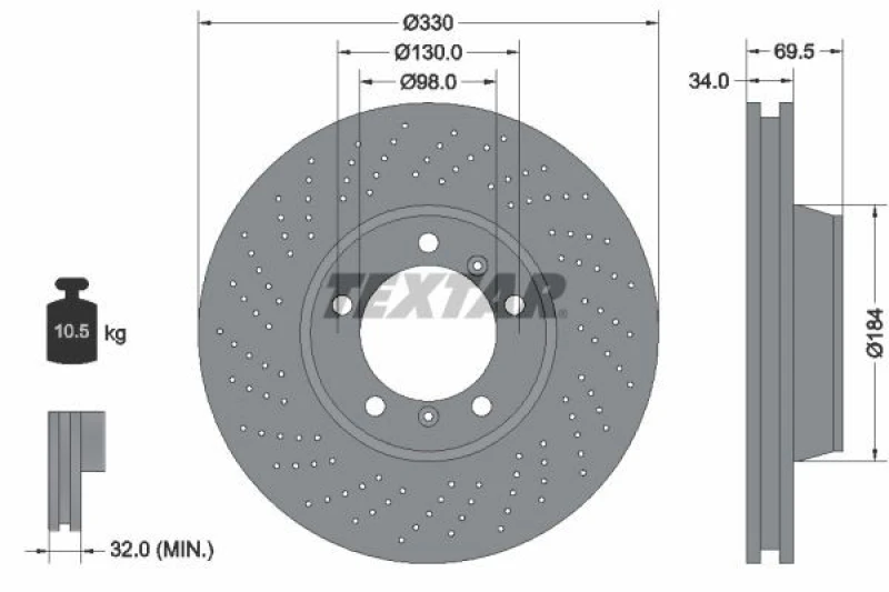 Image of Brake disc TEXTAR 92149905