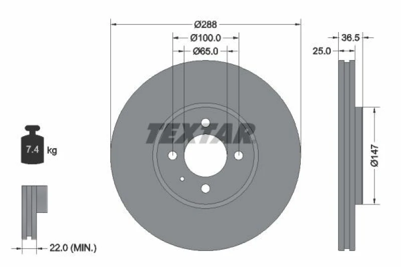 Image of Brake disc TEXTAR 92302303