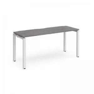 image of Adapt single desk 1600mm x 600mm - white frame and grey oak top