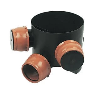 Image of FloPlast D801 45 Deg Mini Access Chamber Base with 3 Flexible Inlets - Black 300mm