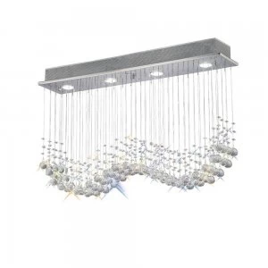 Image of Ceiling Cluster Pendant Line 4 Light Polished Chrome, Crystal