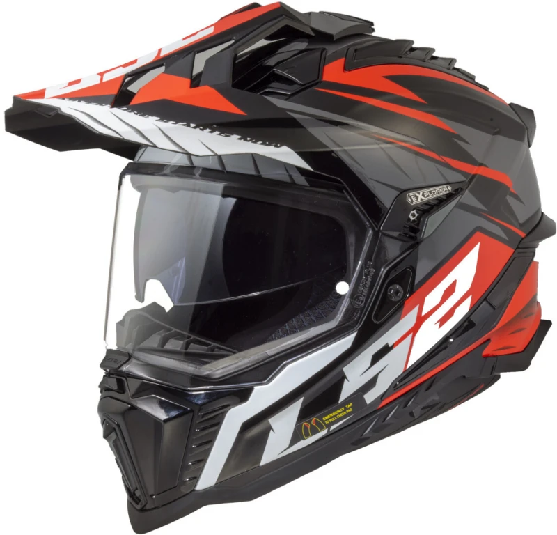 Image of LS2 MX701 Explorer Spire Black Titanium Red-06 Adventure Helmet Size 2XL