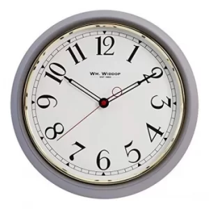 image of Round Metal Case Wall Clock Grey & Gold Arabic Dial 30cm