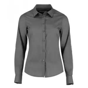 Image of Kustom Kit Womens/Ladies Long Sleeve Tailored Poplin Shirt (12) (Graphite)