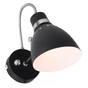 image of Jump Dome Wall Light Black Matt, Chrome Polished