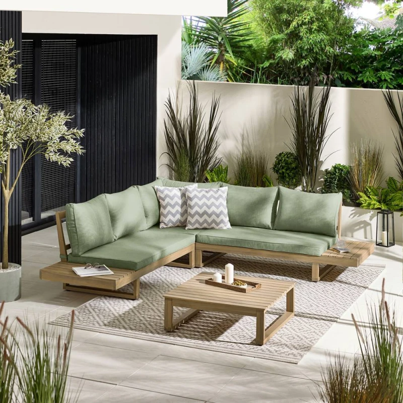 Image of FurnitureboxUK Brisa Solid Wood 5 Seat Outdoor Sofa Set in Green Green Unisex