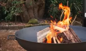 Image of Cast Iron Fire Pit: Large Classic Industrial Style Round Grill