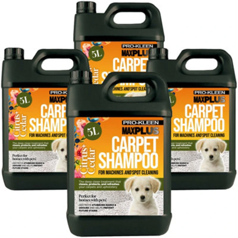 Image of ProKleen Carpet Cleaning Shampoo Odour Remover Citrus & Cedar Fragrance 4 x 5L Clear unisex