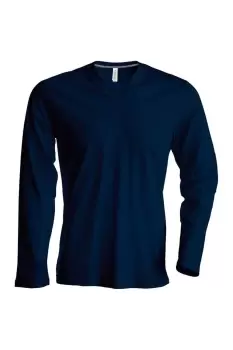 Image of Slim Fit Long Sleeve V Neck T-Shirt
