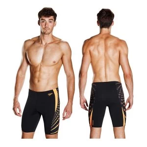 Image of Speedo Graphic Splice Jammer Shorts Black/Orange 38"
