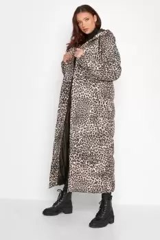 Image of Tall Leopard Print Longline Puffer