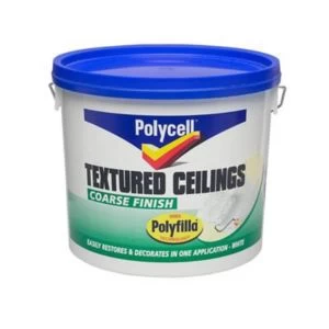 image of Polycell Coarse White Matt Ceilings & Walls Special Effect Paint, 5000Ml