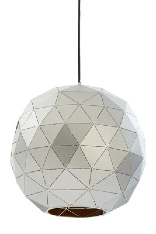 Image of Orsina Small Silver Finish Pendant Light, Geometric Iron Pendant Light With Gold Interior, Black Cord Ceiling Light