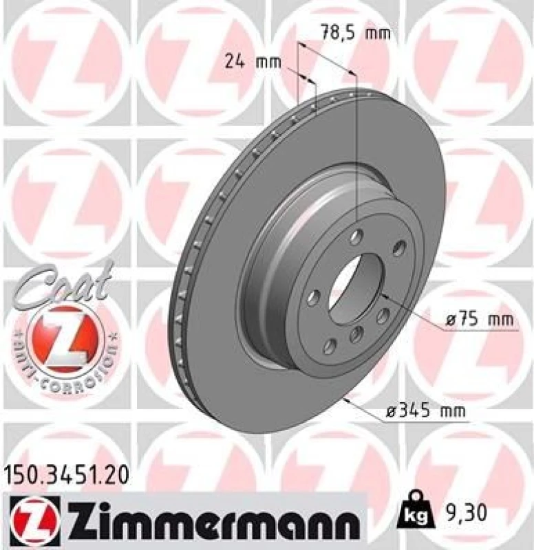 Image of ZIMMERMANN Brake disc ZIMMERMANN 150.3451.20
