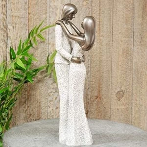 image of Textured Grey Stone & Silver Finish Standing Couple Figurine