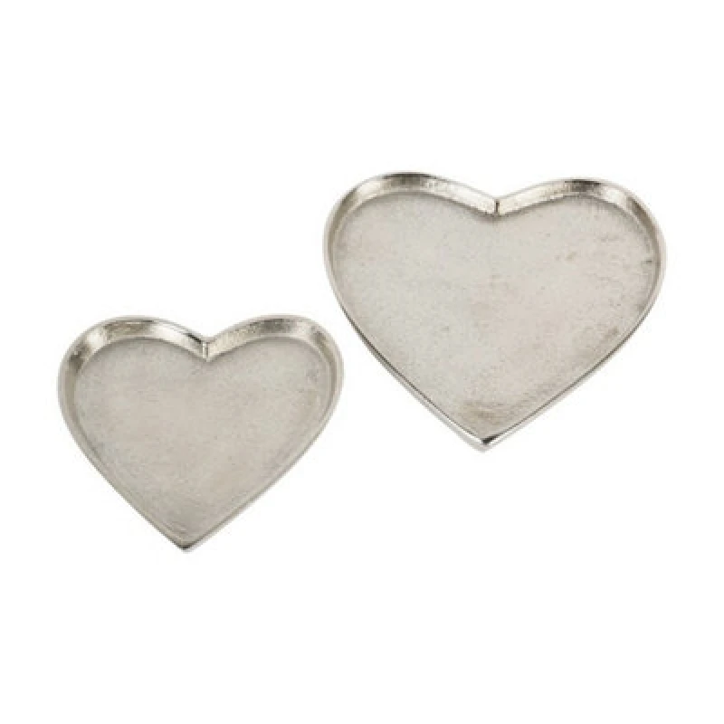 Image of Buttercup Farm Esme Heart Plates (Set Of 2) - Aluminium - L14 X W14 X H1cm - Silver