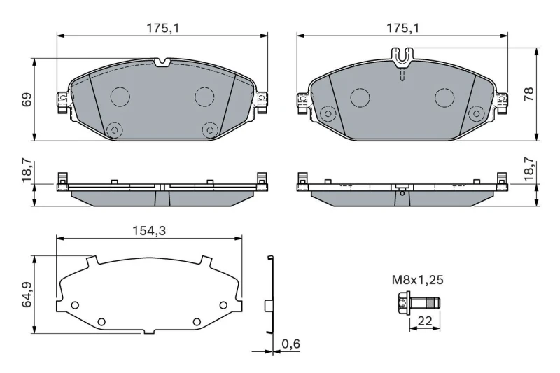 Image of Brake pad set Bosch 0 986 460 129