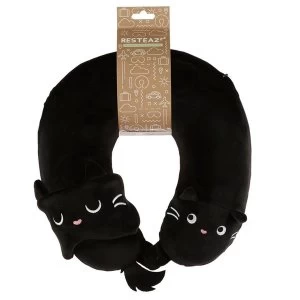 image of Relaxeazzz Feline Fine Cat Plush Memory Foam Travel Pillow & Eye Mask Set