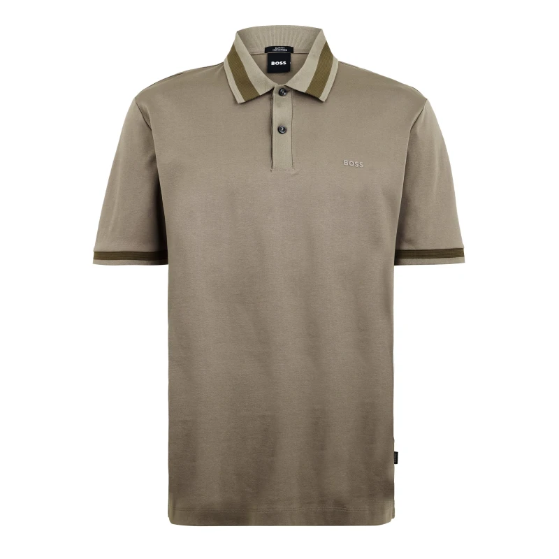 Image of Boss Mens HBB Phillipson Cotton Short Sleeve Polo Shirt Open Brown male Large