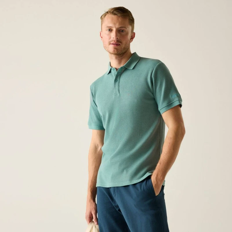 Image of Regatta Mens Adino Waffle Polo in Mint Size: Medium Mint Male M