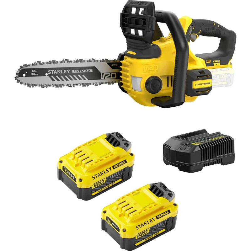 Image of Stanley Fatmax V20 SFMCCS630 18v Cordless Chainsaw 300mm SFMCCS630M2 Batteries: 2 x 4ah Li-ion