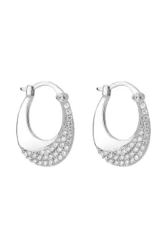 Image of Knife Edge Hoop Earrings with CZ Wave