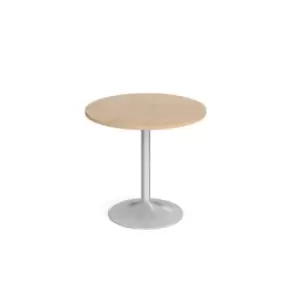 image of Genoa circular dining table with silver trumpet base 800mm - kendal oak