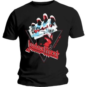 Image of Judas Priest - British Steel Hand Triangle Unisex Large T-Shirt - Black