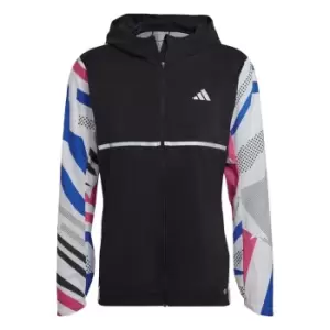 image of adidas Own the Run Seasonal Jacket Mens - Black / White / Lucid Fuchsia