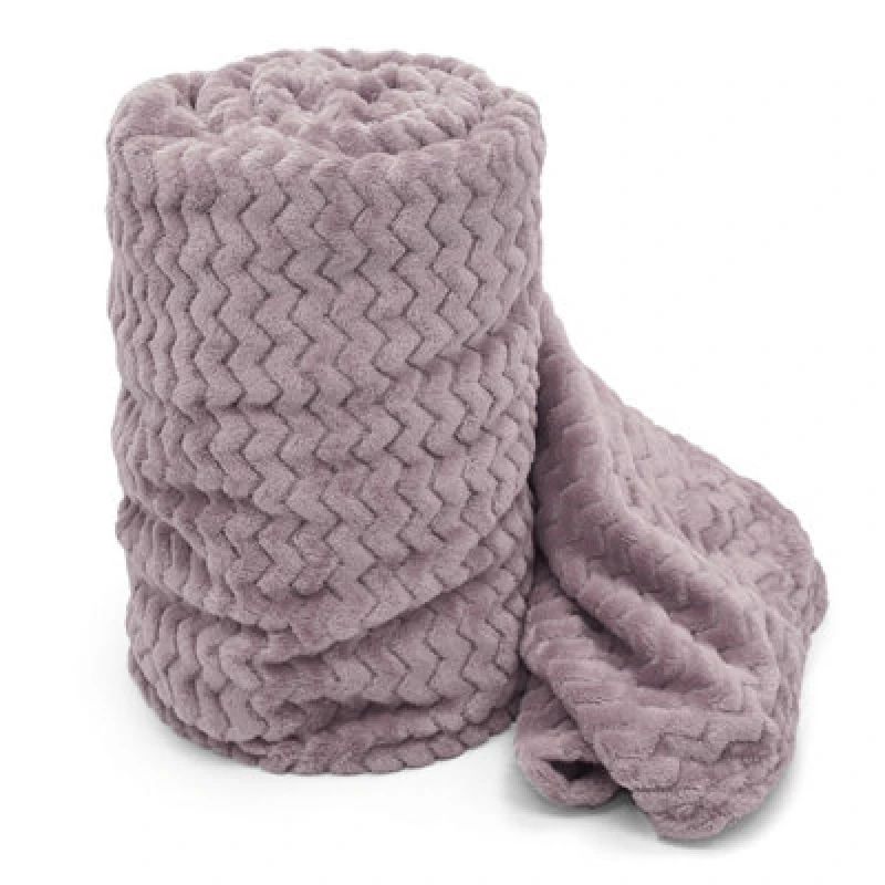 Image of Velosso Cosy Touch Chevron Pattern Faux Mink Throw Blanket - Luxurious Feel, High-Quality Weave For Sofa, Bed - 150Cm X 200Cm - Mauve