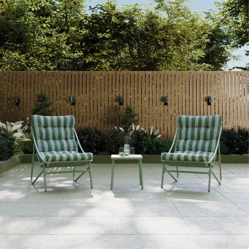 Image of Charles Bentley Charles Bentley Green Stripe Bistro Set Green - Charles Bentley Green UH35701