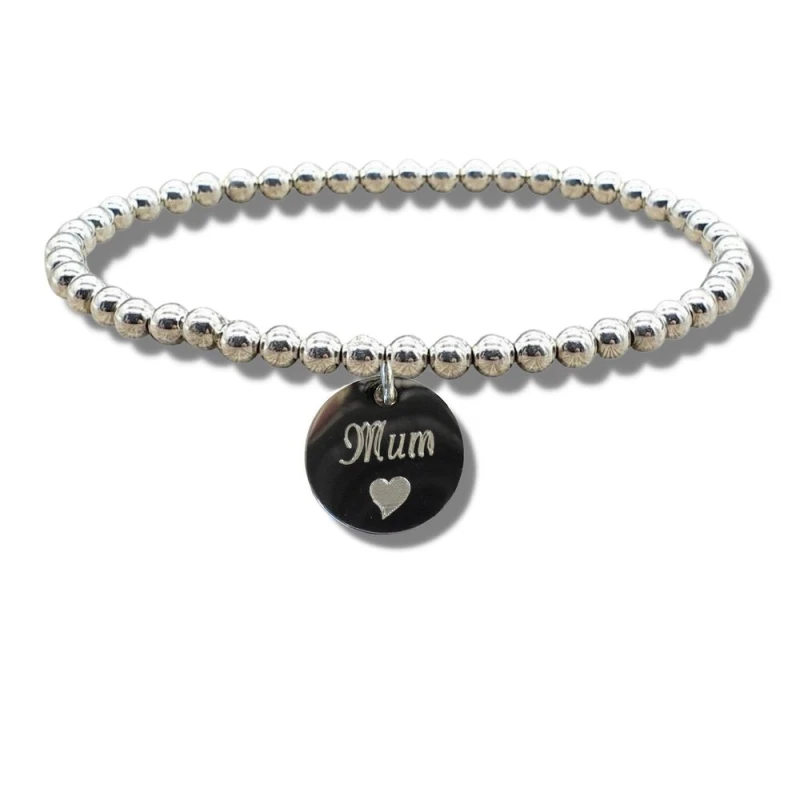 Image of Aye Do Mum Disc Bracelet & Heart Symbol 5299-VN-NP-SB-3D- - Silver Silver One Size