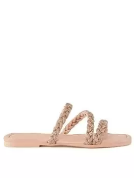 image of Dune London Lassa Flat Sandals - Nude, Beige, Size 6, Women