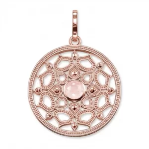 image of THOMAS SABO Rose Gold Plated Lotos Rose Quartz Pendant PE690-536-9