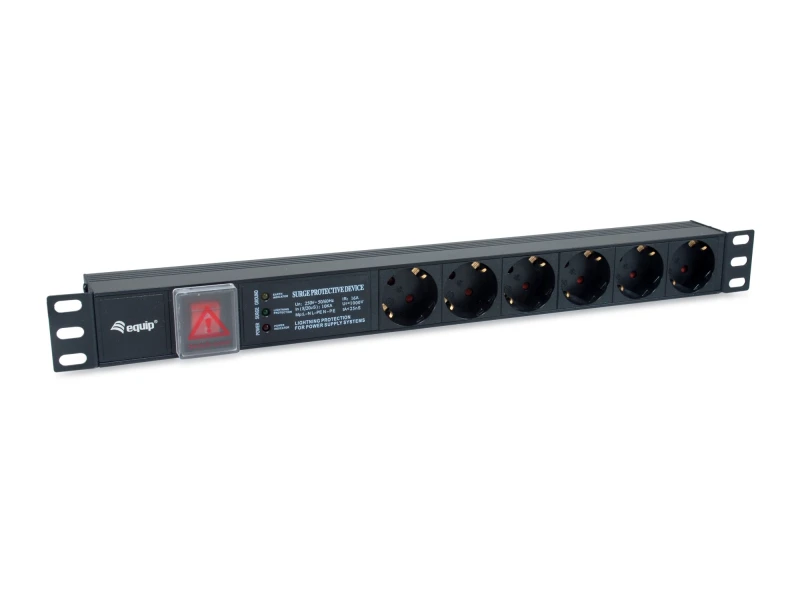 Image of Equip 6-Outlet German Power Distribution Unit. with Surge Protection.