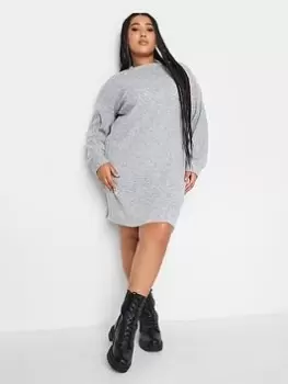 Image of Yours Yours Soft Touch Rib Midi Dress, Grey, Size 16, Women