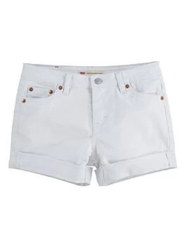 Image of Levis Girls Girlfriend Denim Shorts - White, Size Age: 10 Years, Women