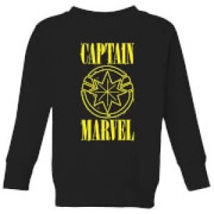 image of Captain Marvel Grunge Logo Kids Sweatshirt - Black - 11-12 Years