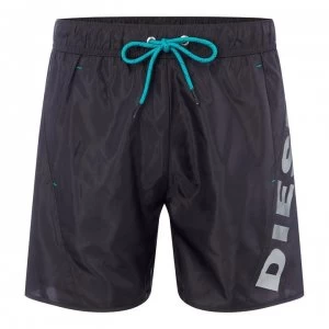 image of Diesel Mens Reflective Logo Swim Shorts - Black 96B