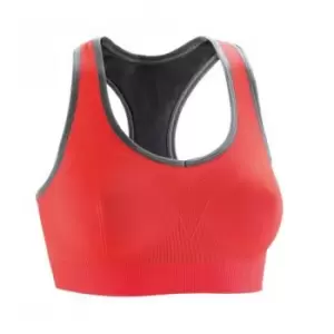 image of Spiro Womens/Ladies Fitness Cool Compression Sports Bra (M/L) (Hot Coral/Phantom Grey)