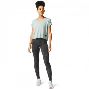 Image of Asics Sakura Cropped Running T-Shirt - Slate Grey