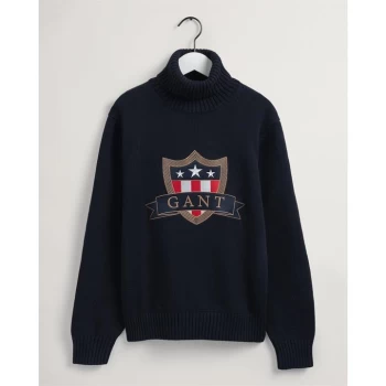 Image of Gant Gant Banner Turtleneck Jumper Junior - Eve Blue 433