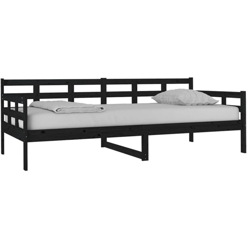 Image of VIDAXL Day Bed without Mattress Black Solid Wood Pine 90x200cm Vidaxl 8720287073390