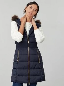 image of Joules Avebury Longline Padded Gilet - Marine Navy