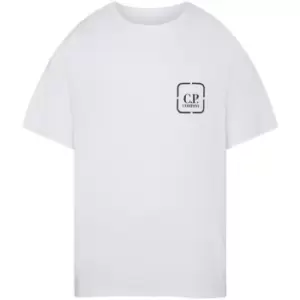 Image of Cp Company Metropolis Mercerised Logo T-Shirt - White