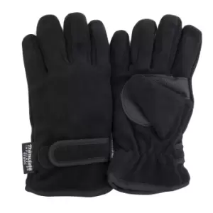 image of FLOSO Childrens/Kids Thermal Thinsulate Fleece Gloves With Palm Grip (3M 40g) (6/7 Yrs) (Black)